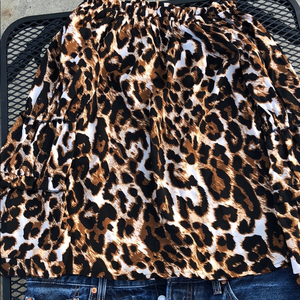 Off the shoulder leopard top with bell sleeves